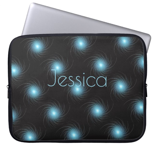 Blue Fractal Swirls Laptop Sleeve (Front)