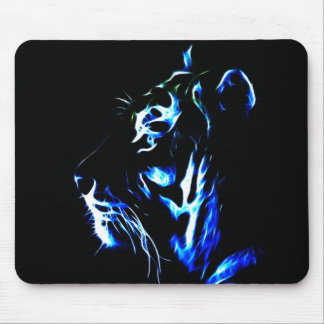 Blue Fractalius Tiger Mouse Pad