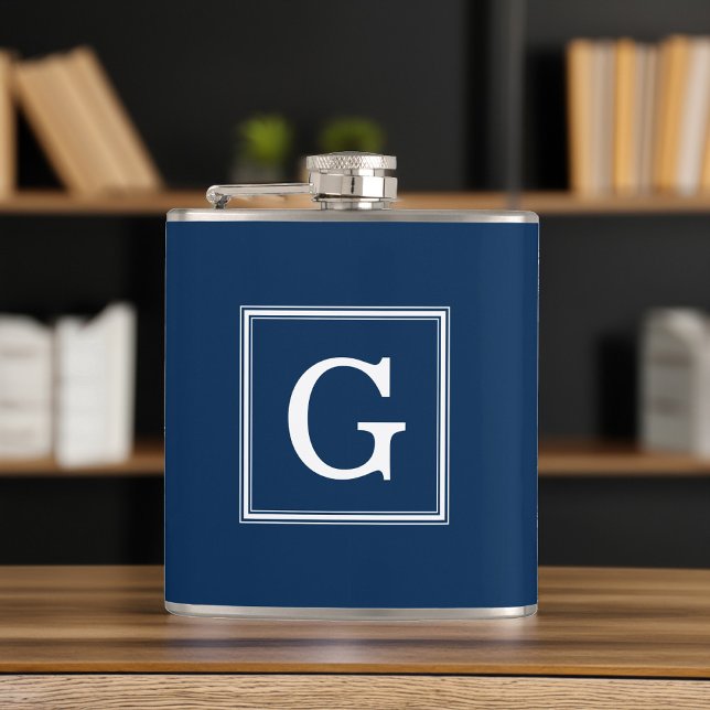 Blue Framed Monogram Hip Flask (Creator Uploaded)