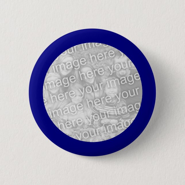 Blue Framed Round Photo Button (Front)
