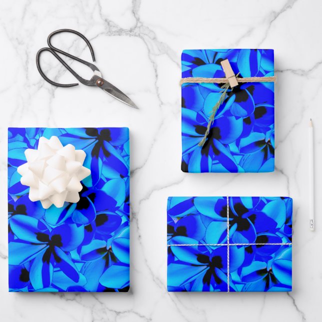 Blue Frangipani Flower, Gift Wrap Sheets, (Front)