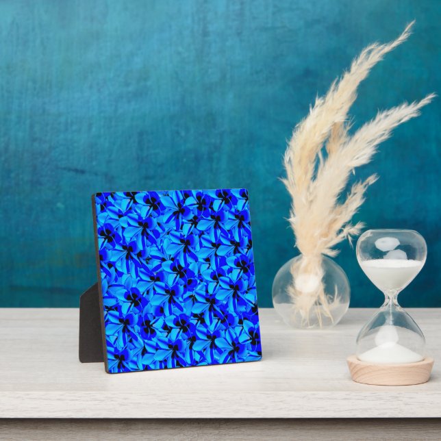 Blue Frangipani Flowers, Plaque (Insitu)