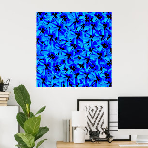 Blue Frangipani Flowers, Poster