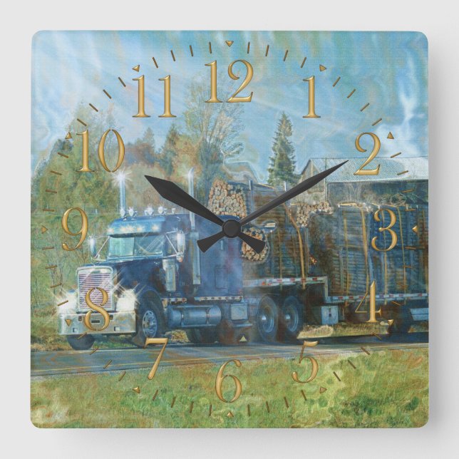 Blue Freight Truck Wall Clock (Front)