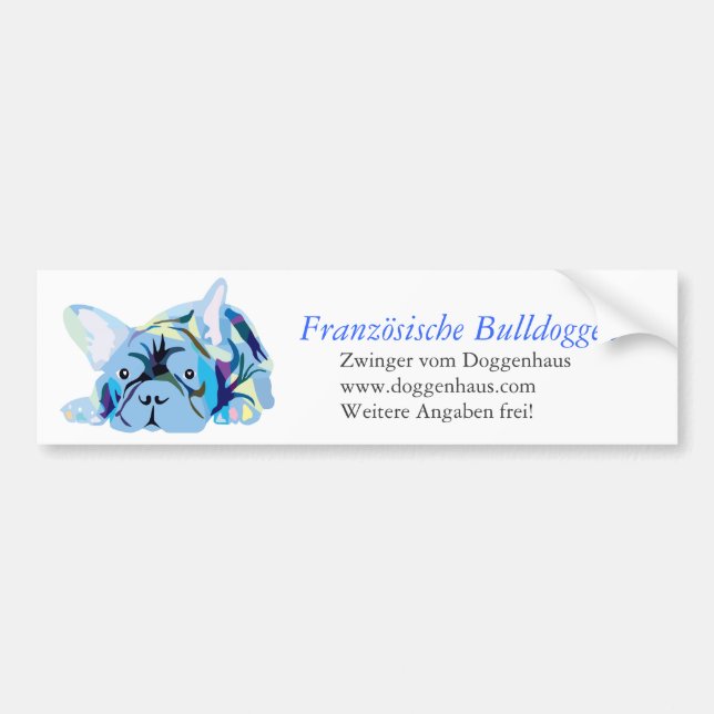 Blue French Bulldog Bumper Sticker (Front)