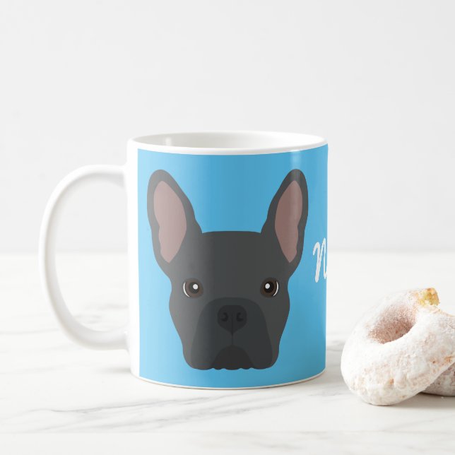 Blue French Bulldog Coffee Mug (With Donut)