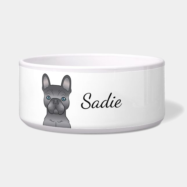 Blue French Bulldog / Frenchie Cartoon Dog & Name (Front)