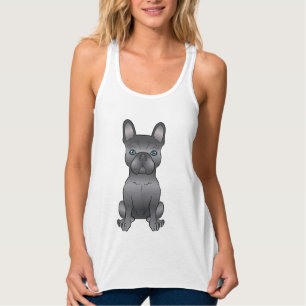 Blue French Bulldog / Frenchie Cute Cartoon Dog Singlet