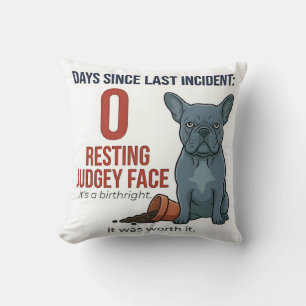 Blue French Bulldog Naughty Frenchie Funny Decor Cushion