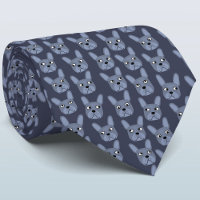 Blue French Bulldog Neck Tie