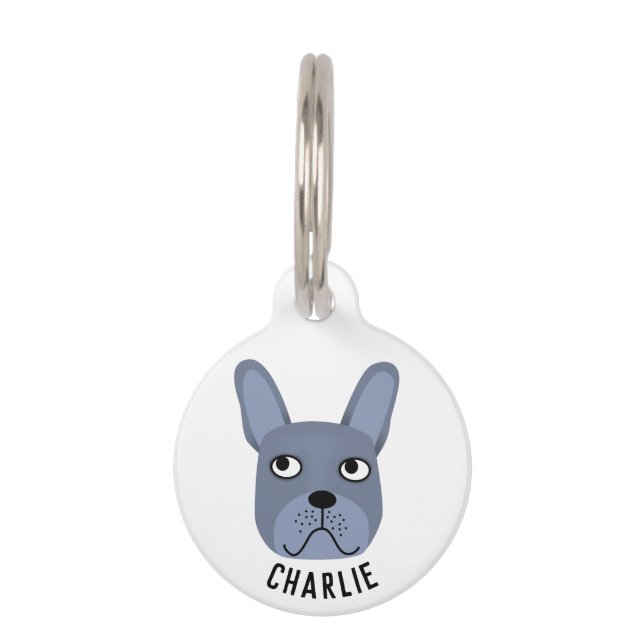 Blue French Bulldog Pet ID Tag (Front)