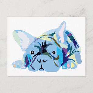 Blue French Bulldog Postcard