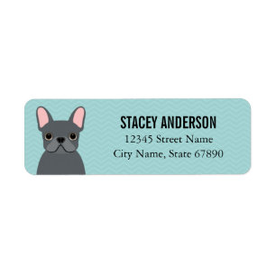 Blue French Bulldog Return Address Label