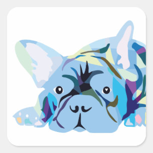 Blue French Bulldog Square Sticker