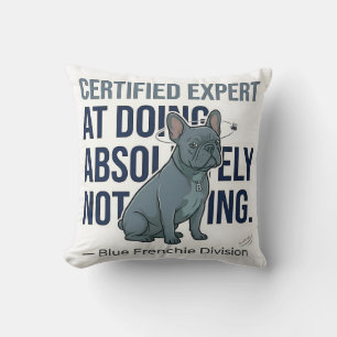 Blue French Bulldog Statue Frenchie Decor Pillow