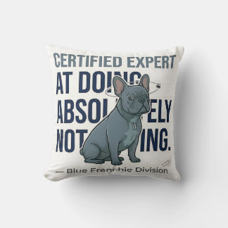 Blue French Bulldog Statue Frenchie Decor Pillow