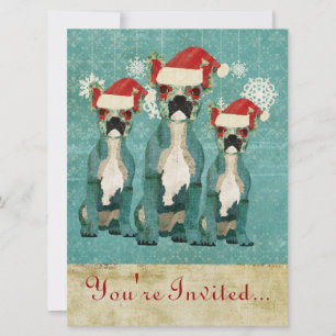 Blue French Bulldogs Holiday Invitation
