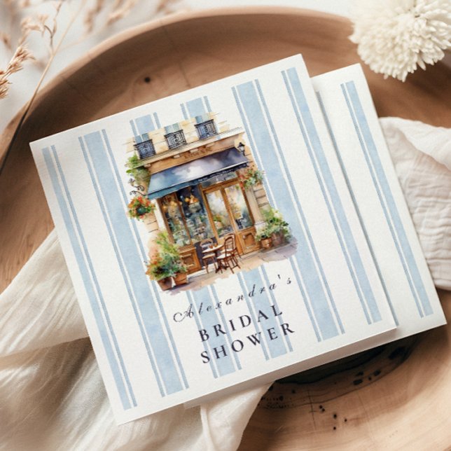 Blue French Cafe Bridal Shower Napkin (Creator Uploaded)