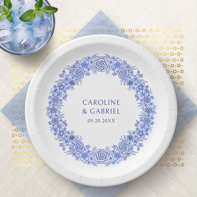 Blue French Chinoiserie Wedding Paper Plate (Creator Uploaded)