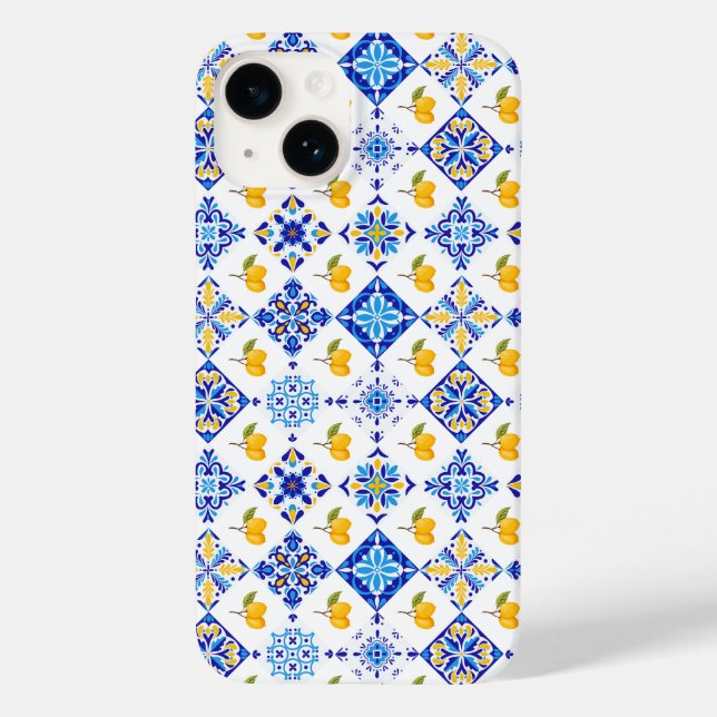Blue French Country Lemon Pattern  Case-Mate iPhone Case (Back)