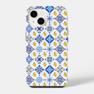 Blue French Country Lemon Pattern iPhone 14 Case