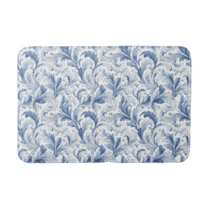 Blue French Country Toile Pattern Bath Mat