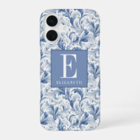 Blue French Country Toile Pattern Monogram