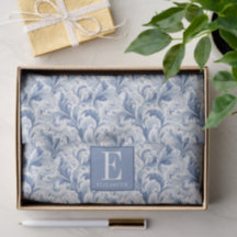Blue French Country Toile Pattern Monogram