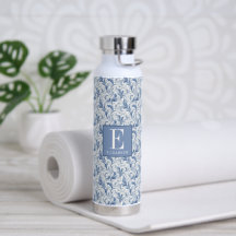 Blue French Country Toile Pattern Monogram
