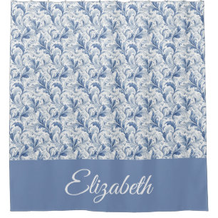 Blue French Country Toile Pattern Name Shower Curtain