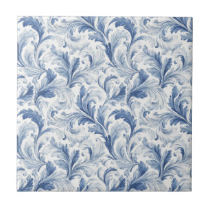 Blue French Country Toile Pattern Tile