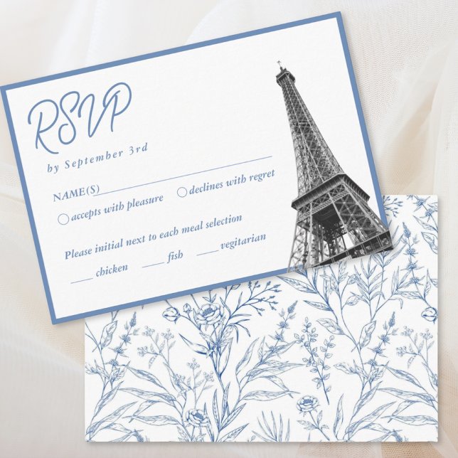Blue French Floral Bat Mitzvah RSVP Enclosure Card (Blue French Floral Bat Mitzvah RSVP Enclosure Card
)