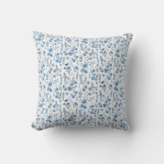 Blue French Floral  Cushion