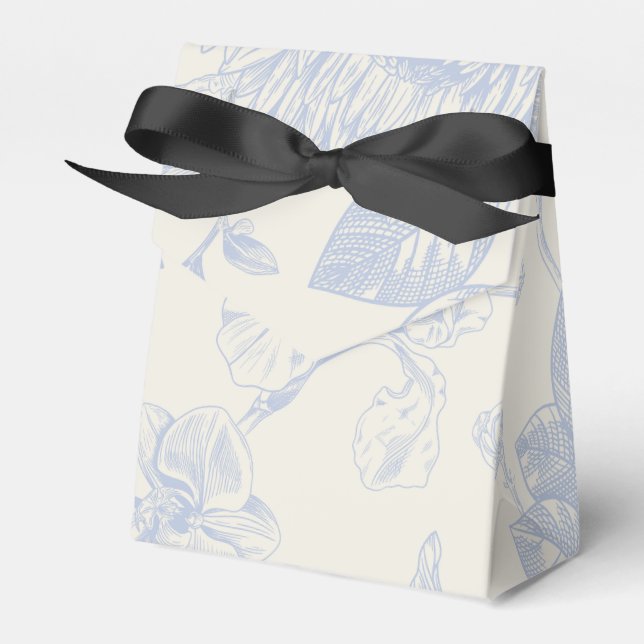 Blue French Floral Toile Floral Favour Box (Front Side)