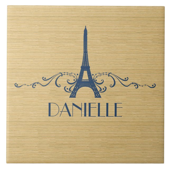 Blue French Flourish Tile (Front)