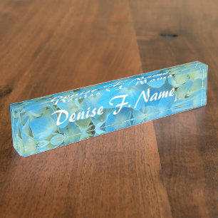 Blue French Hydrangea Floral Nameplate