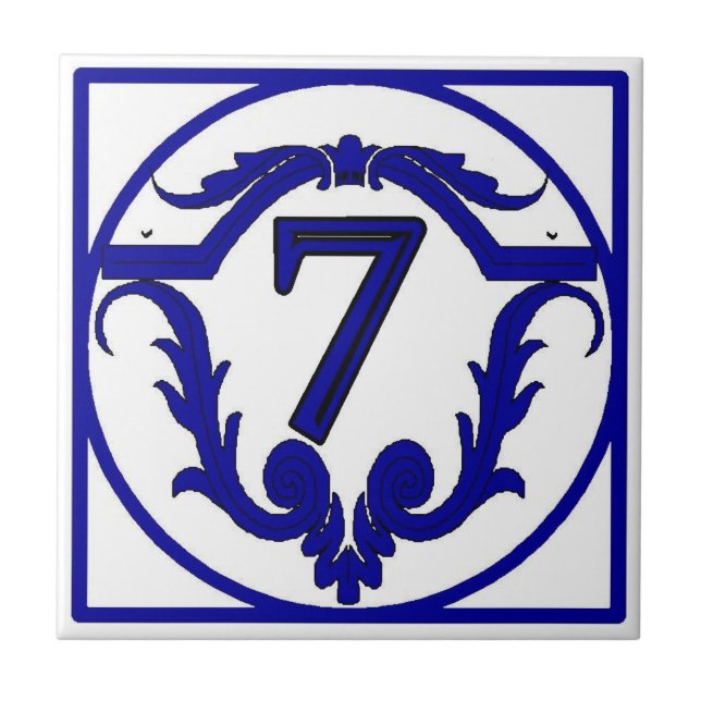 Blue French Letter House Number Tiles (Front)