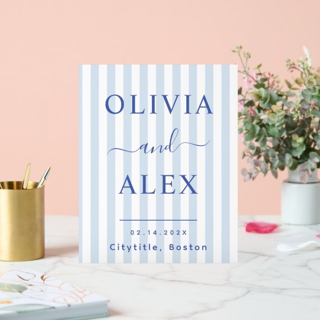 Blue French Personalized Wedding Acrylic Sign (Wedding)