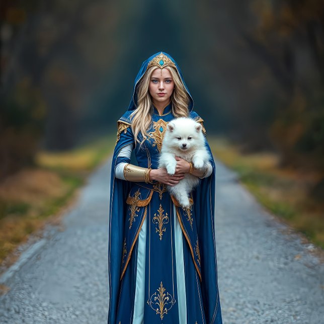 Blue French Princesse with little white dog Tissue Paper (Creator Uploaded)