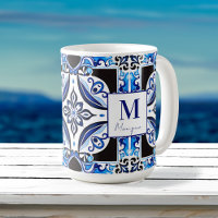 Blue French Tile bridal shower favours monogram