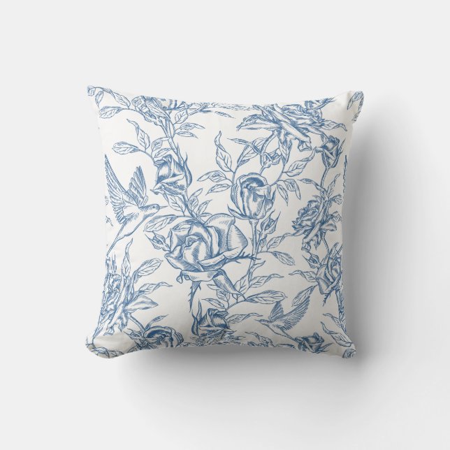 Blue French Toile Cushion (Front)