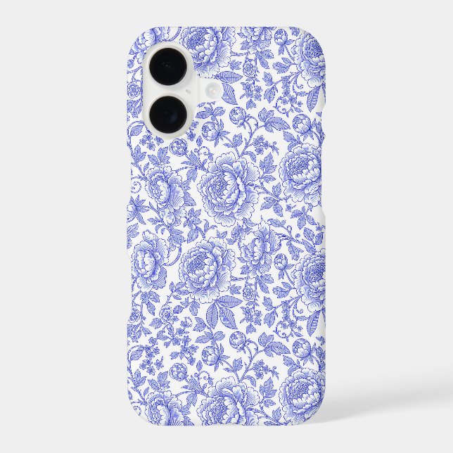 Blue French Toile Floral Pattern (Back)