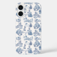 Blue French Toile Jack Russell Elegance