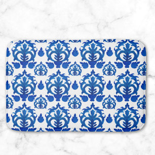 Blue French Toile Pattern Bath Mat