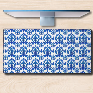 Blue French Toile Pattern Desk Mat