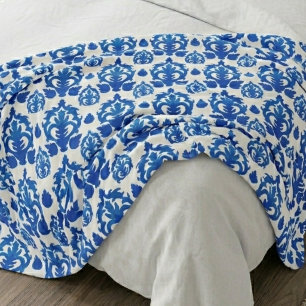 Blue French Toile Pattern Fleece Blanket