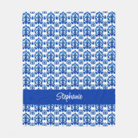 Blue French Toile Pattern Name Monogram