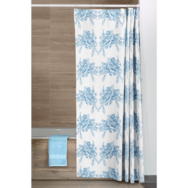 Blue French Toile Pattern Shower Curtain (Creator Uploaded)