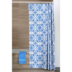 Blue French Toile Pattern Shower Curtain
