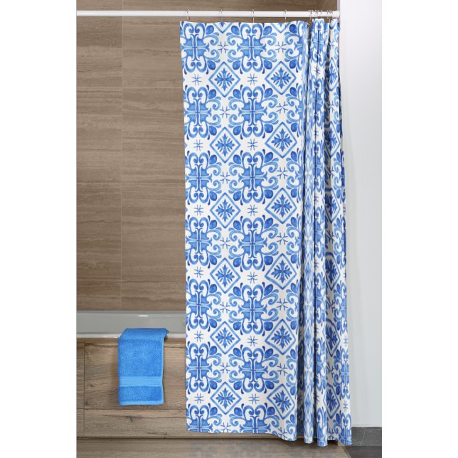 Blue French Toile Pattern Shower Curtain (Creator Uploaded)